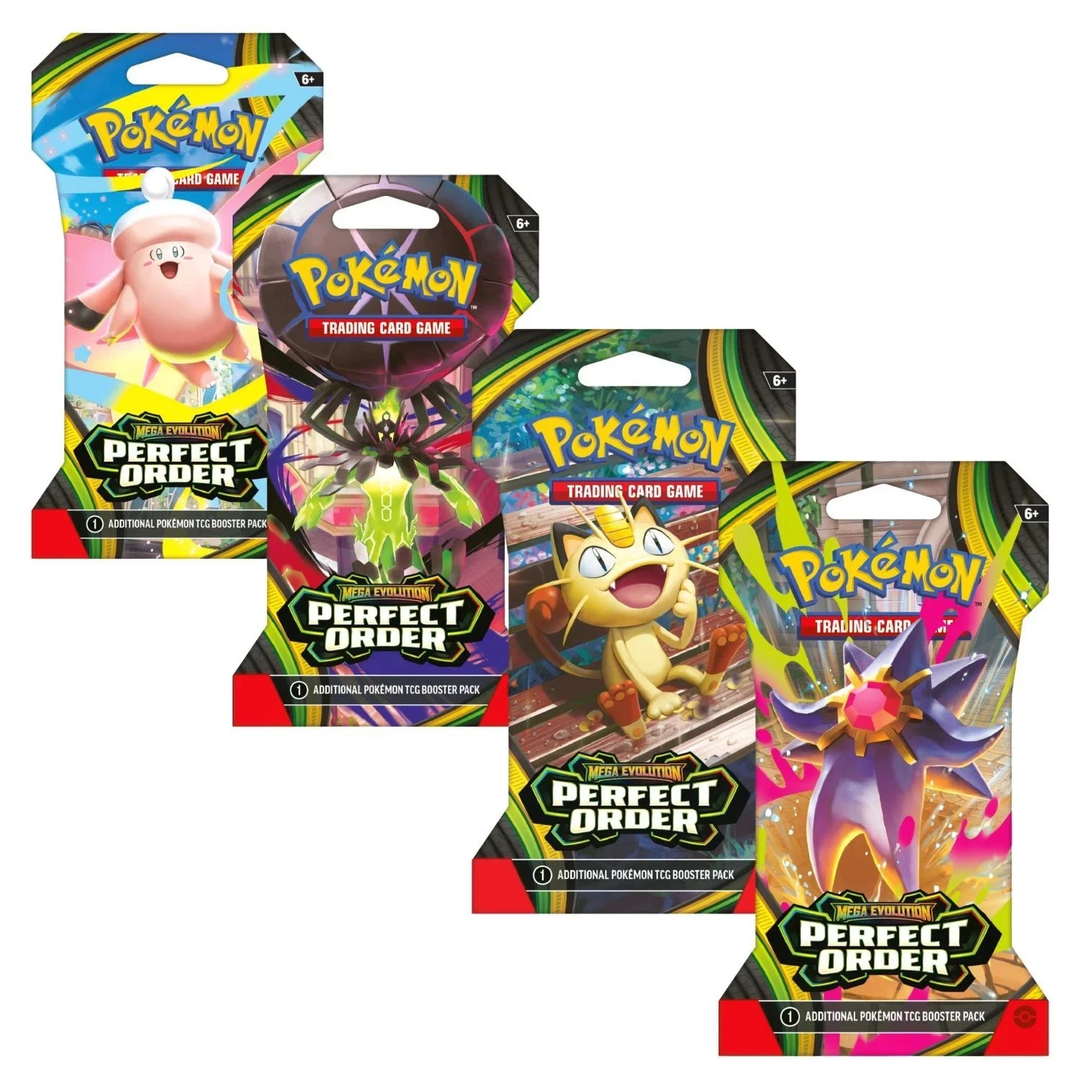 Pokémon trading card game packs with various characters on a white background