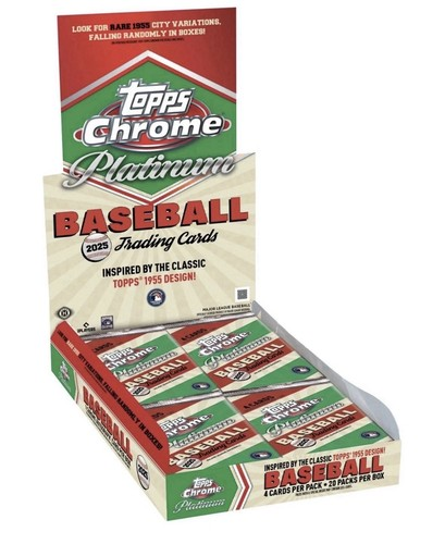 Topps Chrome Platinum Baseball trading cards packaging on a white background